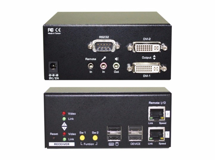 宜坤（EAKUN）DVI KVM 双屏延长器，USB 2.0，音频 & 麦克风